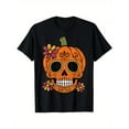 thumbnail image 1 of Dia De Los Muertos Graphic Tee T Shirt Top Halloween Pumpkin Skull Print Casual Comfortable Black S-5XL, 1 of 5