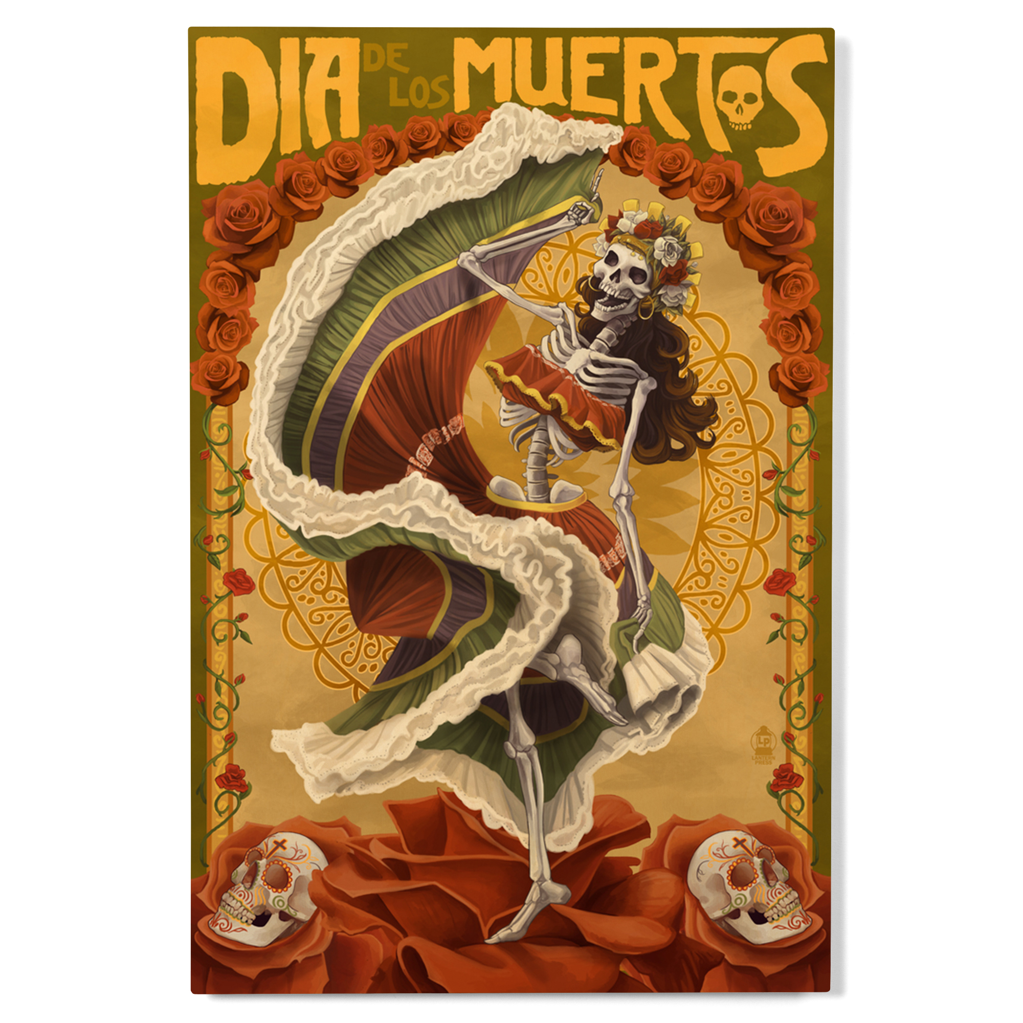 Dia De Los Muertos, Skeleton Dancing, Day of the Dead Birch Wood Wall ...