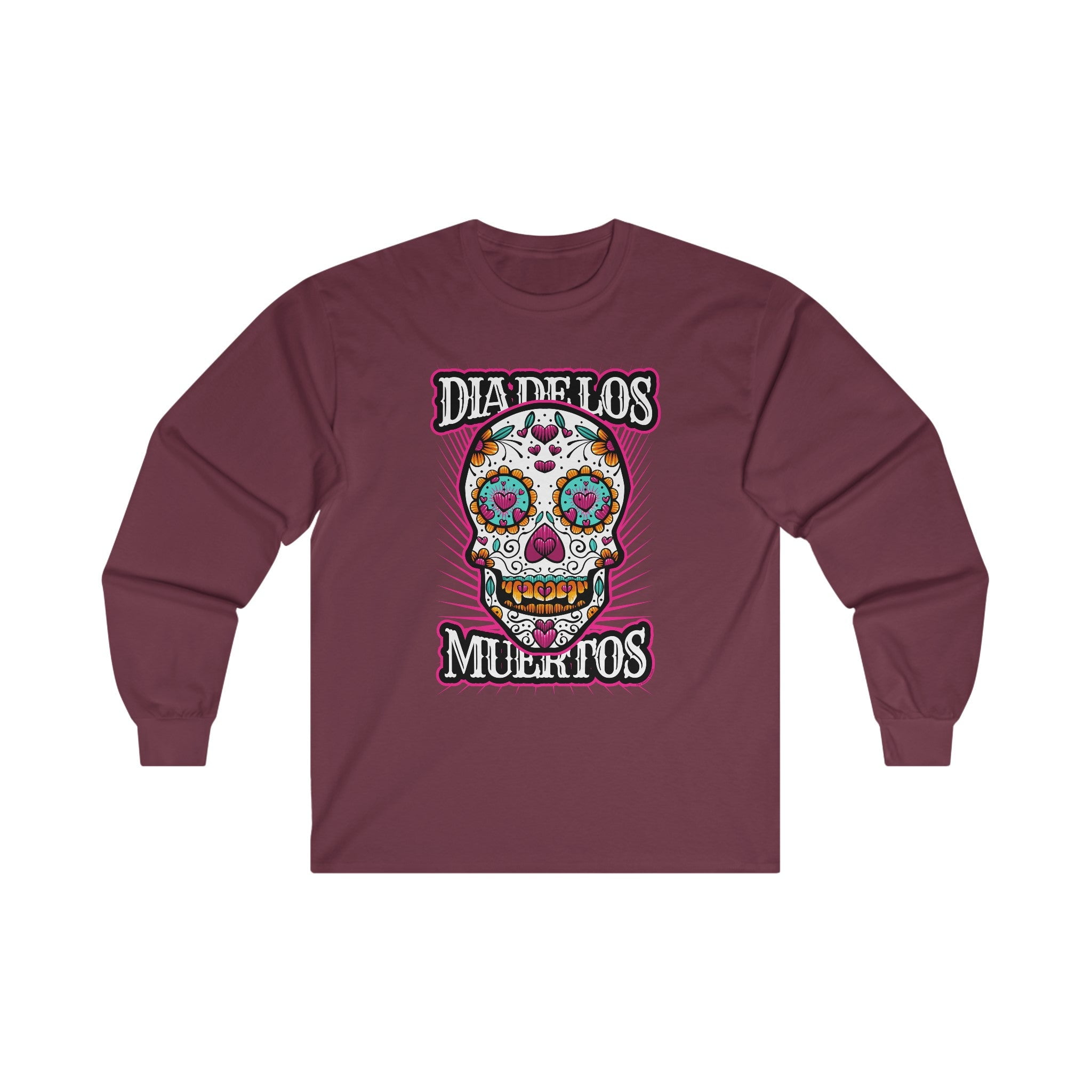 Dia De Los Muertos Skull Long Sleeve Tee Walmart Com