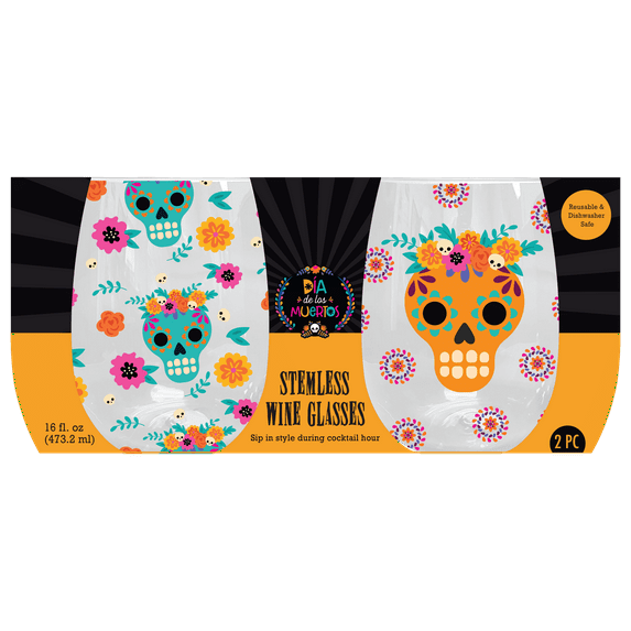 Dia De Los Muertos Wine Glasses