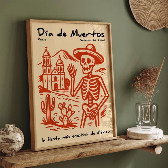 Dia De Muertos Mexican Retro Unframed Paper Print