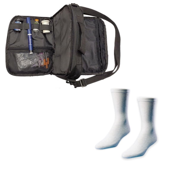 Dia-Pak Elite Insulin Carrying Case and Euro Comfort Sock Bundle | DPELITE-EURO-LG
