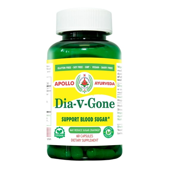 Dia V Gone | Herbal Blood Sugar Support Supplement | Mix of Gymnema Sylvestre (Gurmar), Berberis (Daru Haldi), Bitter Melon (Karela) and More Ayurvedic Herbs | 60 Capsule