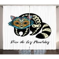 thumbnail image 1 of Ambesonne Dia de Los Muertos Curtains 2 Panel Set, Folk Raccoon, 108" x 108", Multicolor, 1 of 3