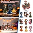 thumbnail image 1 of Dia de Los Muertos Decorations, Day of The Dead Decor, Sugar Skull Decor, Skeleton Halloween Decor, 4X2.5 in Rotating Acrylic Standing Ornament with Large Base, Built-In and Two, 1 of 6