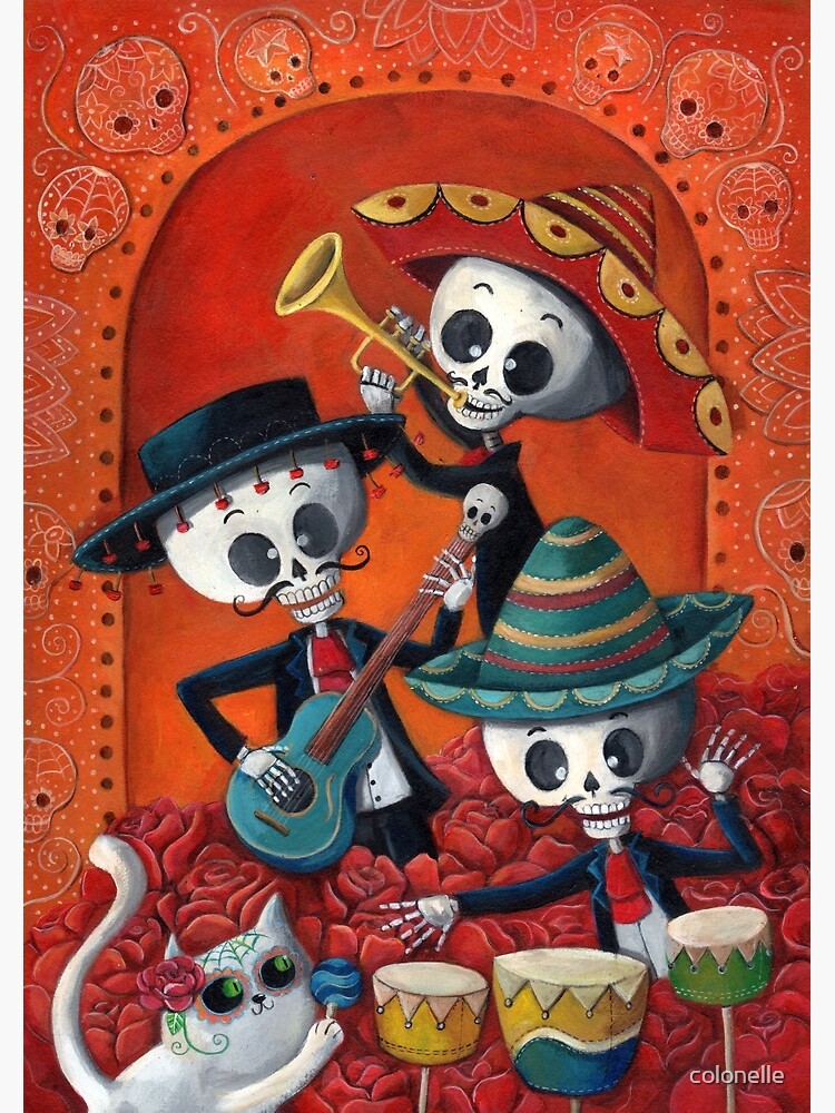 Dia de Los Muertos Skeleton Musicans Canvas Poster Decor Landscape
