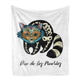 thumbnail image 1 of Dia de Los Muertos Soft Flannel Fleece Throw Blanket, Sugar Skull Raccoon in Mexican Style for Holiday Folklore and Culture, Cozy Plush for Indoor and Outdoor Use, 50" x 60", Multicolor, by Ambesonne, 1 of 6