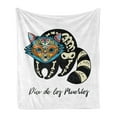 thumbnail image 1 of Dia de Los Muertos Soft Flannel Fleece Throw Blanket, Sugar Skull Raccoon in Mexican Style for Holiday Folklore and Culture, Cozy Plush for Indoor and Outdoor Use, 70" x 90", Multicolor, by Ambesonne, 1 of 6