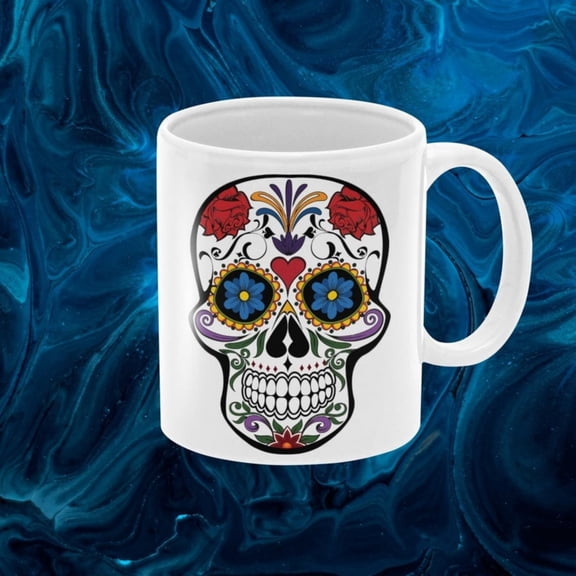 Dia de Muertos r Skull Coffee Mug Mexin Ceramic.