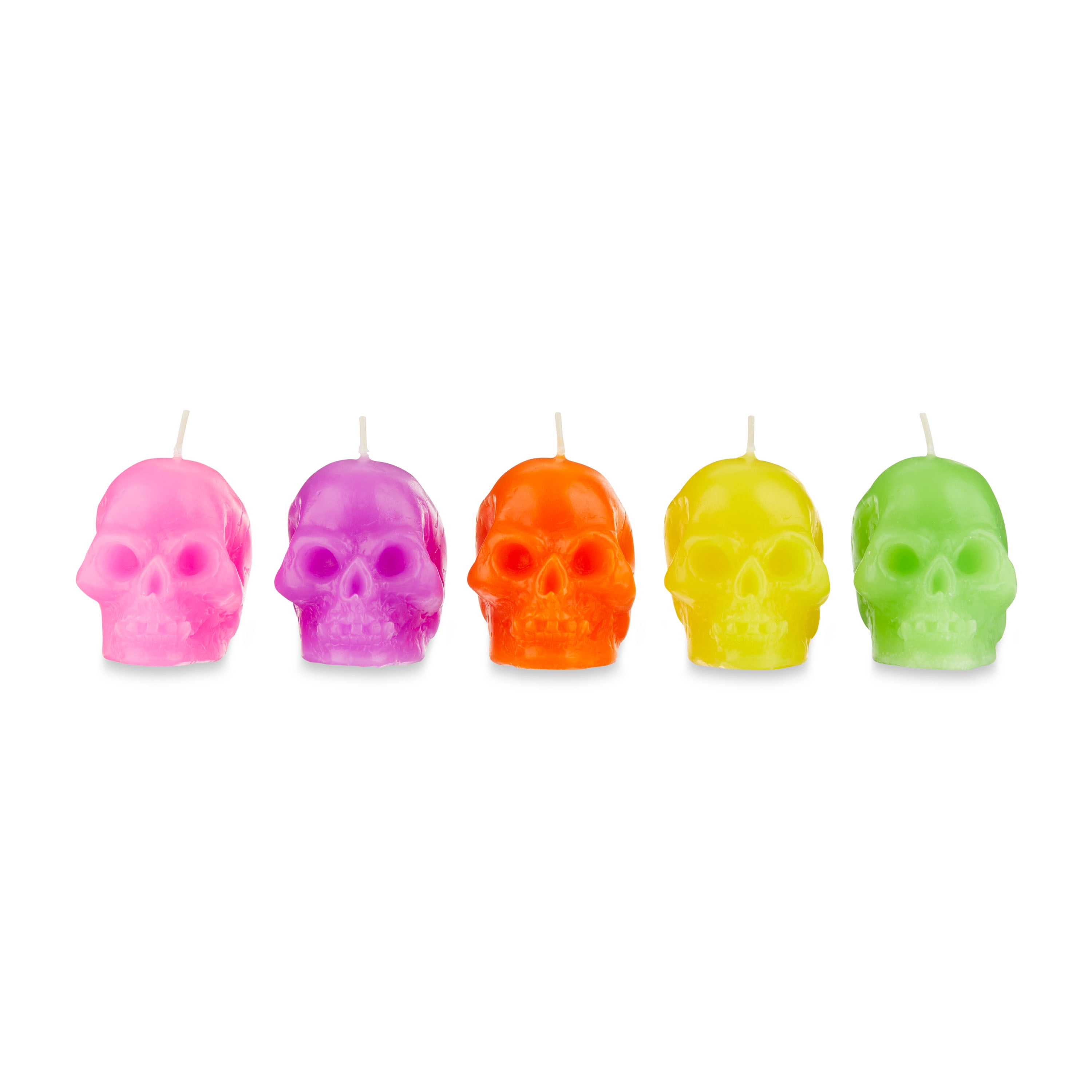 Dia de los Muertos Mini Skull Candles, Unscented, 2 in, 5 Count, by Way