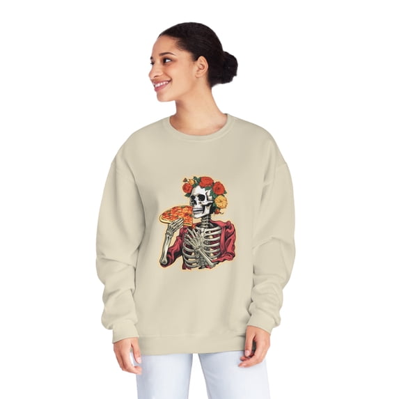 Dia de los Muertos Skeleton Enjoying Pizza - Unisex Sweatshirt