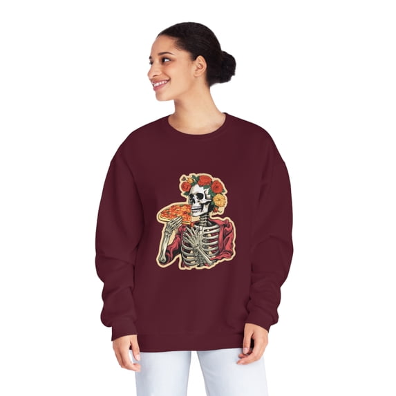 Dia de los Muertos Skeleton Enjoying Pizza - Unisex Sweatshirt