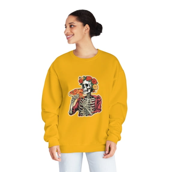 Dia de los Muertos Skeleton Enjoying Pizza - Unisex Sweatshirt