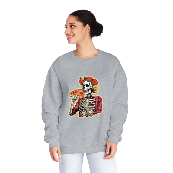Dia de los Muertos Skeleton Enjoying Pizza - Unisex Sweatshirt