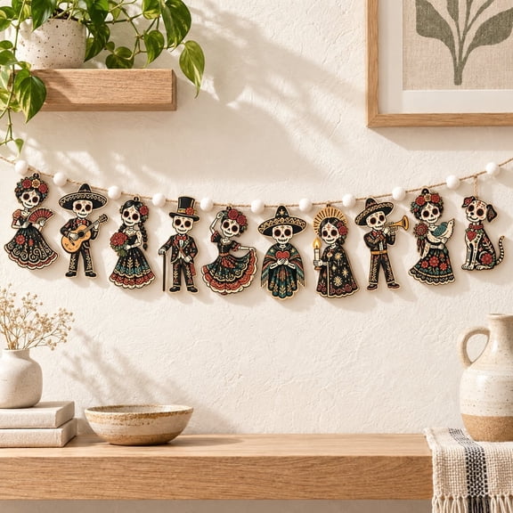 Dia De Los Muertos Door Backdrop, 35 X 71 Inch Sugar Skull Banner For ...