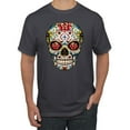thumbnail image 1 of Dia de los Muertos Trippy Drugs Skull Fashion Graphic T-Shirt, Charcoal, 4XL, 1 of 1