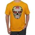 thumbnail image 1 of Dia de los Muertos Trippy Drugs Skull Fashion Graphic T-Shirt, Gold, 2XL, 1 of 1
