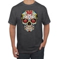 thumbnail image 1 of Dia de los Muertos Trippy Drugs Skull Fashion Graphic T-Shirt, Heather Black, 4XL, 1 of 1