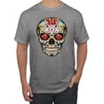thumbnail image 1 of Dia de los Muertos Trippy Drugs Skull Fashion Graphic T-Shirt, Heather Grey, 5XL, 1 of 1