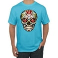 thumbnail image 1 of Dia de los Muertos Trippy Drugs Skull Fashion Graphic T-Shirt, Light Turquoise, 3XL, 1 of 1
