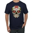 thumbnail image 1 of Dia de los Muertos Trippy Drugs Skull Fashion Graphic T-Shirt, Navy, 4XL, 1 of 1