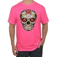 thumbnail image 1 of Dia de los Muertos Trippy Drugs Skull Fashion Graphic T-Shirt, Neon Pink, Small, 1 of 1