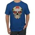 thumbnail image 1 of Dia de los Muertos Trippy Drugs Skull Fashion Graphic T-Shirt, Royal, Medium, 1 of 1