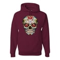thumbnail image 1 of Dia de los Muertos Trippy Psychedelic Drugs Skull Fashion Graphic Hoodie Sweatshirt, Maroon, 3XL, 1 of 1