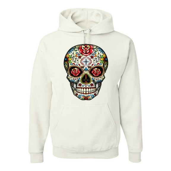 Dia de los Muertos Trippy Psychedelic Drugs Skull Fashion Graphic Hoodie Sweatshirt, White, 2XL
