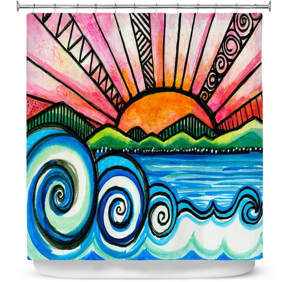 DiaNoche Designs Oasis Polyester Shower Curtain, 70" x 73" Mildew Resistant