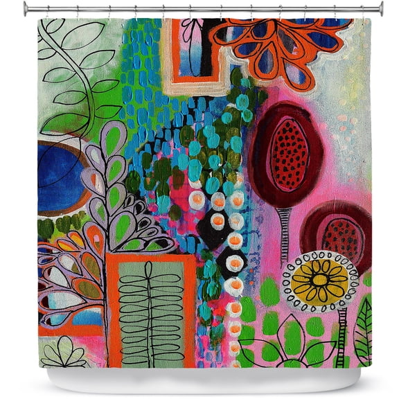 DiaNoche Designs Rainforest Polyester Shower Curtain, 70" x 93" Mildew Resistant
