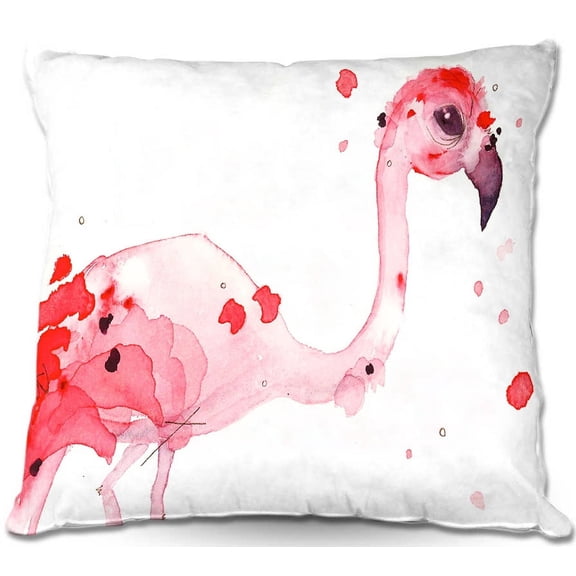 DiaNoche Designs Throw Pillows from Artist Dawn Derman - Flo Flamingo