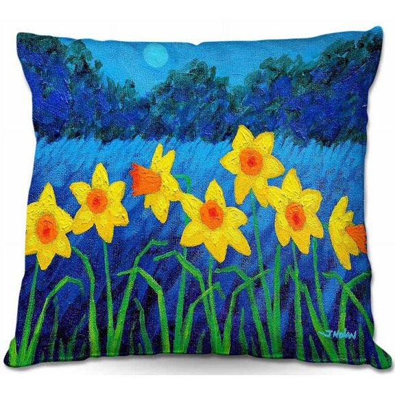 DiaNoche Designs Throw Pillows from Artist John Nolan - Moonlit Daffodils