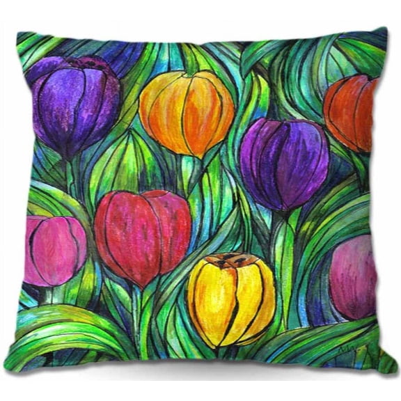 DiaNoche Designs Throw Pillows from Artist Maeve Wright - Tulip Patch