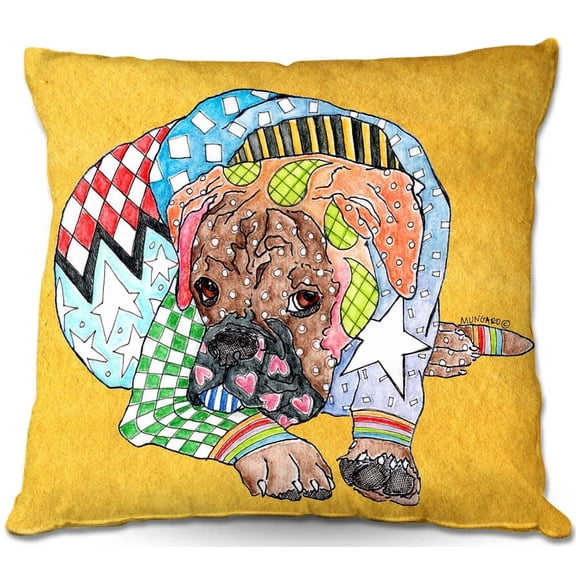 DiaNoche Designs Throw Pillows from Artist Marley Ungaro - Boxer Dog Gold