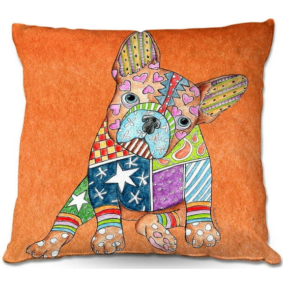 DiaNoche Designs Throw Pillows from Artist Marley Ungaro - French Bulldog Orange