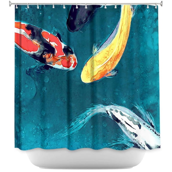 DiaNoche Designs Unique Bathroom Shower Curtains by Brazen Design Studio - Water Ballet Koi Fish