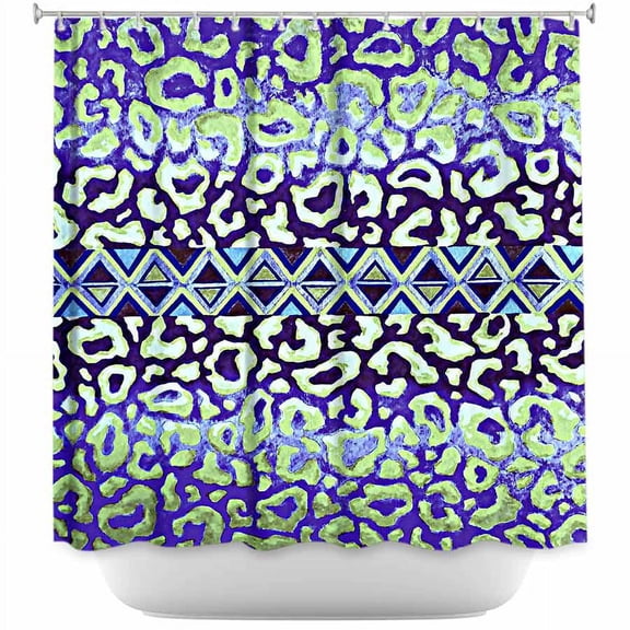 DiaNoche Designs Unique Bathroom Shower Curtains by Julia Di Sano - Leopard Trail Blue
