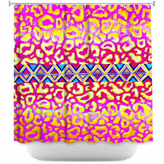 DiaNoche Designs Unique Bathroom Shower Curtains by Julia Di Sano - Leopard Trail Pink