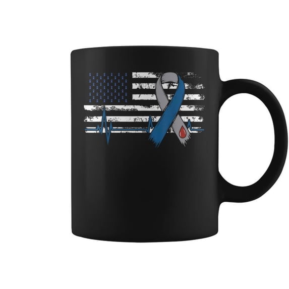 Diabetes Awareness Blue Ribbon American Flag Ekg T1d Type Coffee Mugs ...