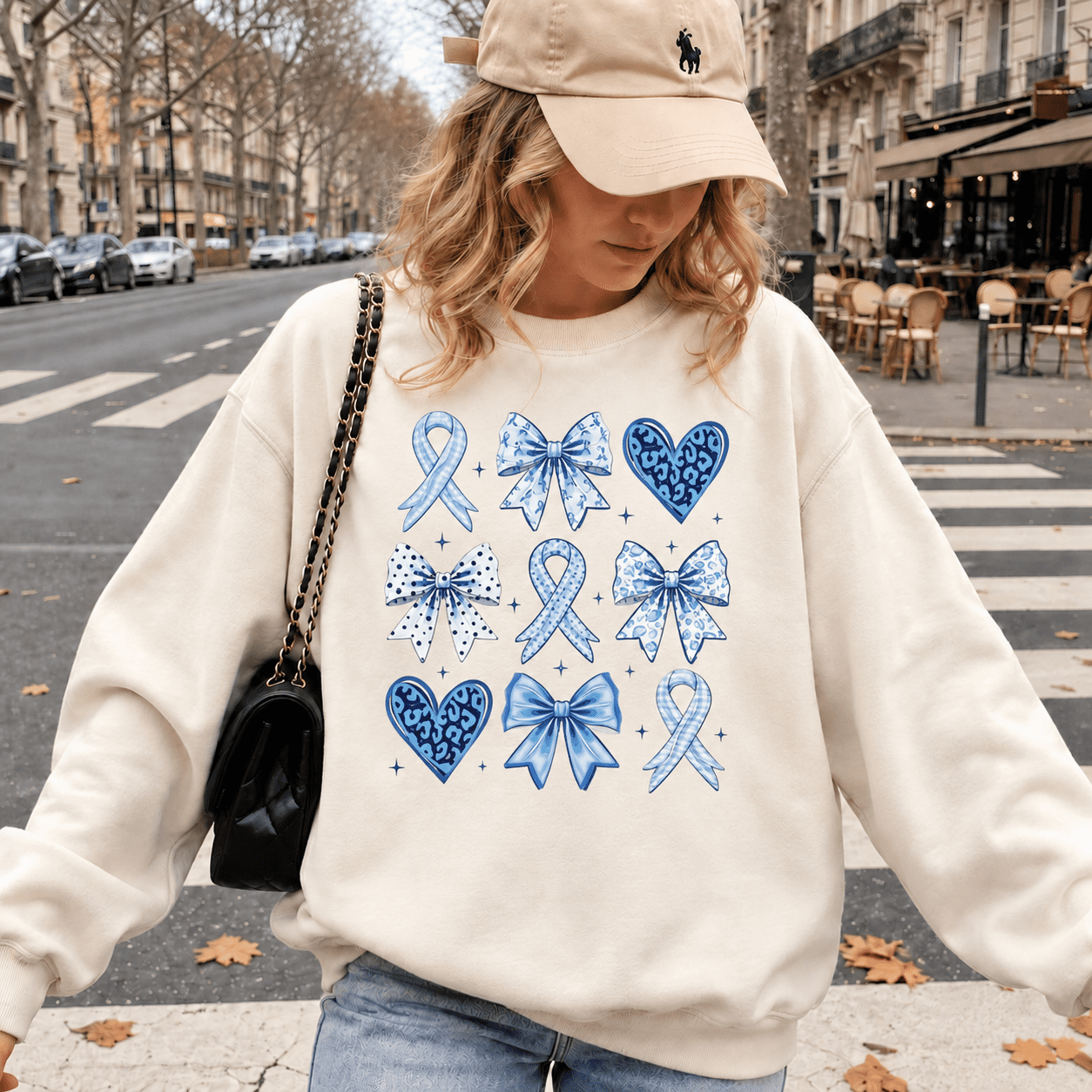 Sign Language For Pink Ribbon Diabetes Awareness Bow and Ribbon Sweatshirt, Blue Heart Graphic Design ...