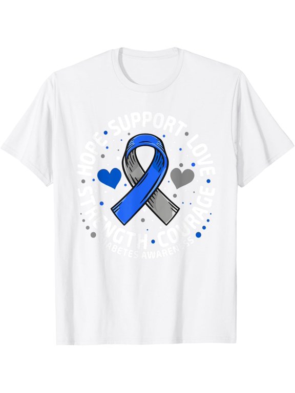 Diabetes Awareness Diabetic Love SUPPORT T2D T1D Diabetes T-Shirt