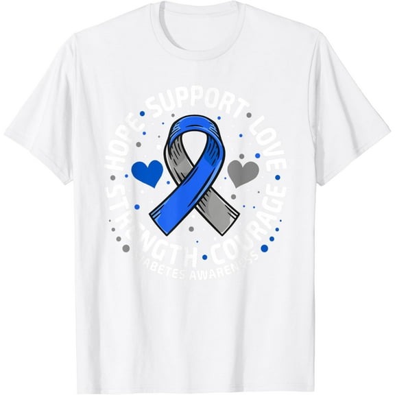 Diabetes Awareness Diabetic Love SUPPORT T2D T1D Diabetes T-Shirt