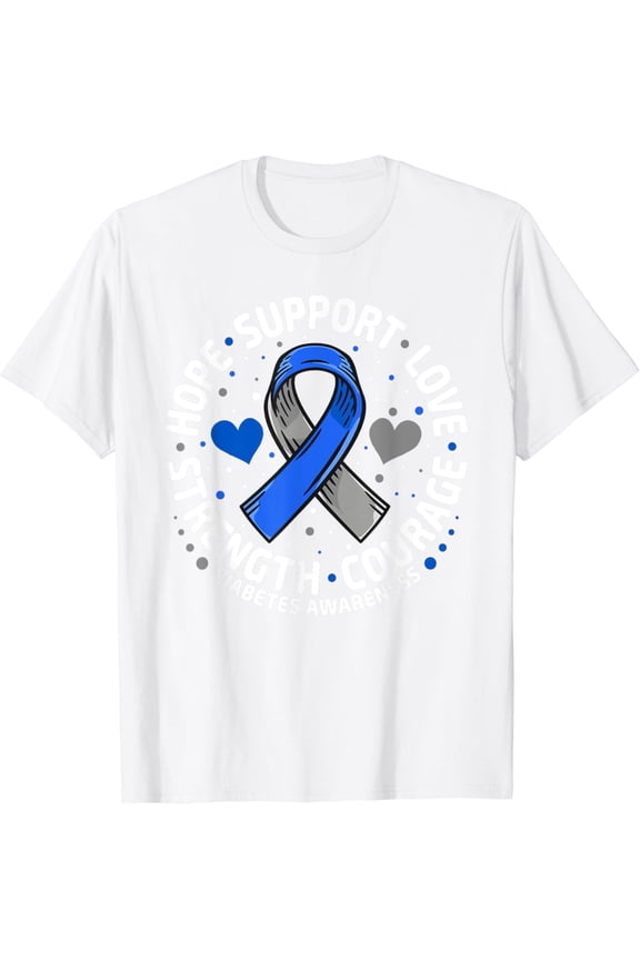 Diabetes Awareness Diabetic Love SUPPORT T2D T1D Diabetes T-Shirt
