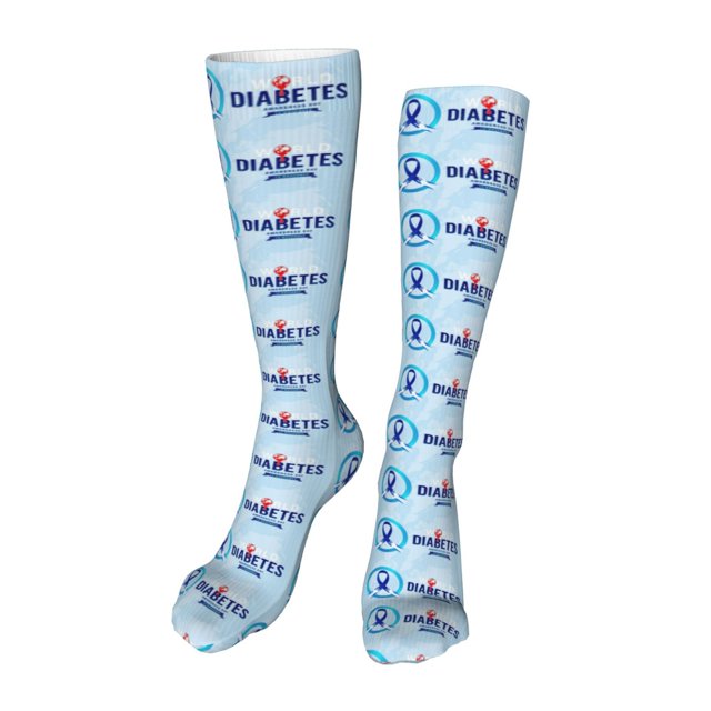 Diabetes Awareness Month Blue Ribbon Athletic Sock Novelty Crew Sock