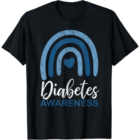 Diabetes Awareness Month Retro Rainbow T1 T2 T-Shirt