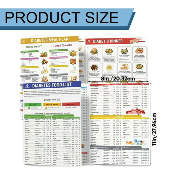 Diabetes Care Clearance, Diabetic Food List and Meal Planner, Diabetes Food Chart & Meal Planner for Diabetics - Laminated Diabetic Food List Planner, Glycemic Index Chart