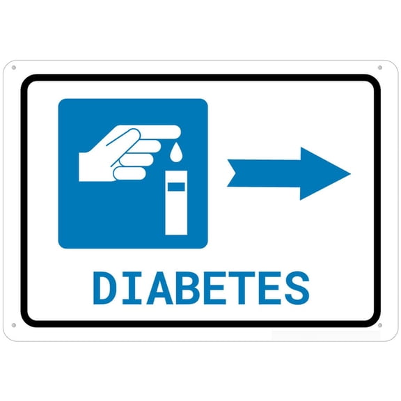 Diabetes Right Arrow Sign Outdoor Signs Uv Ink Printed For House And Business Size: 8 x 12 inch
