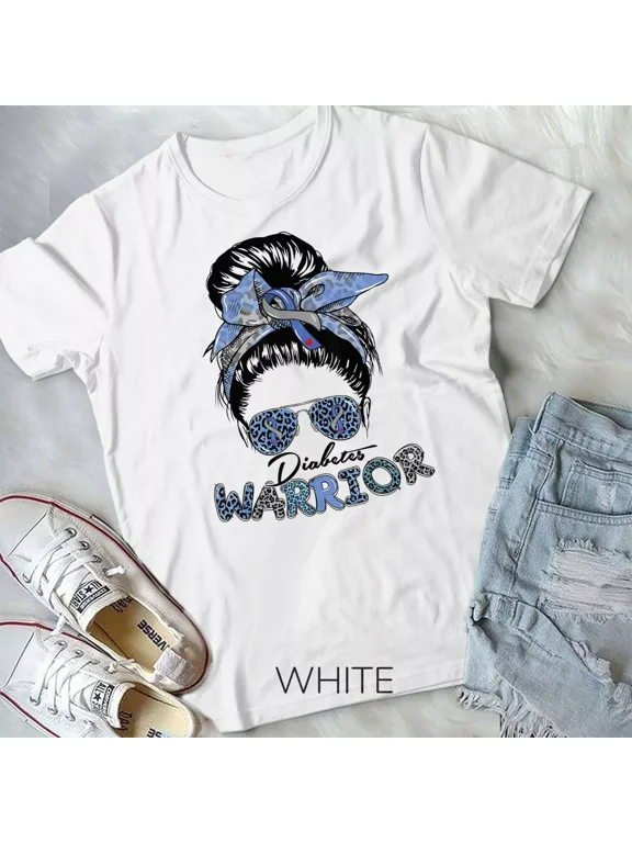 Diabetes Warrior Messy Bun Hair T1D Diabetes Awareness T-Shirt Unisex T-shirt