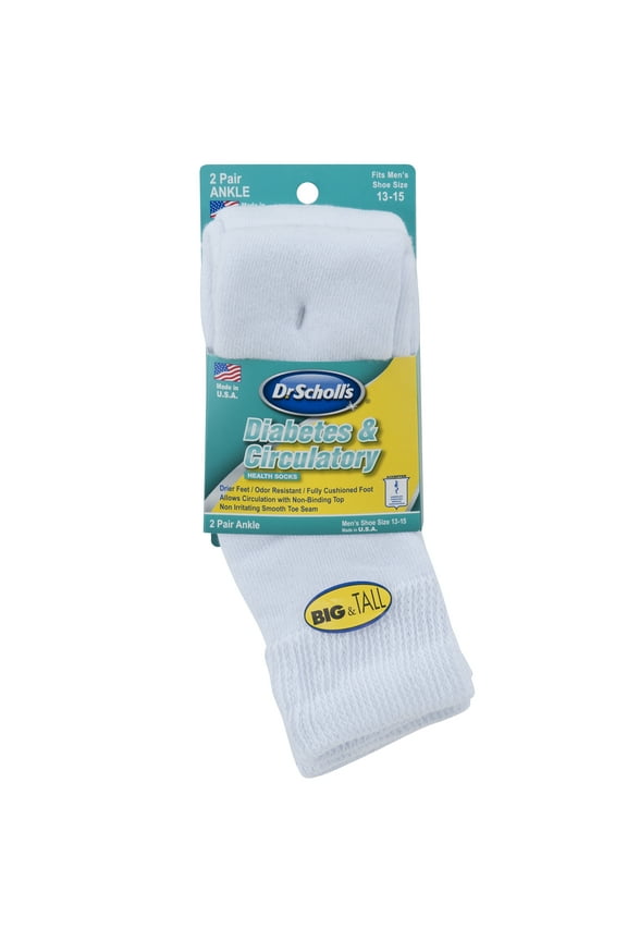 Diabetes and Circulatory Men's Quarter Socks, 2-Pack